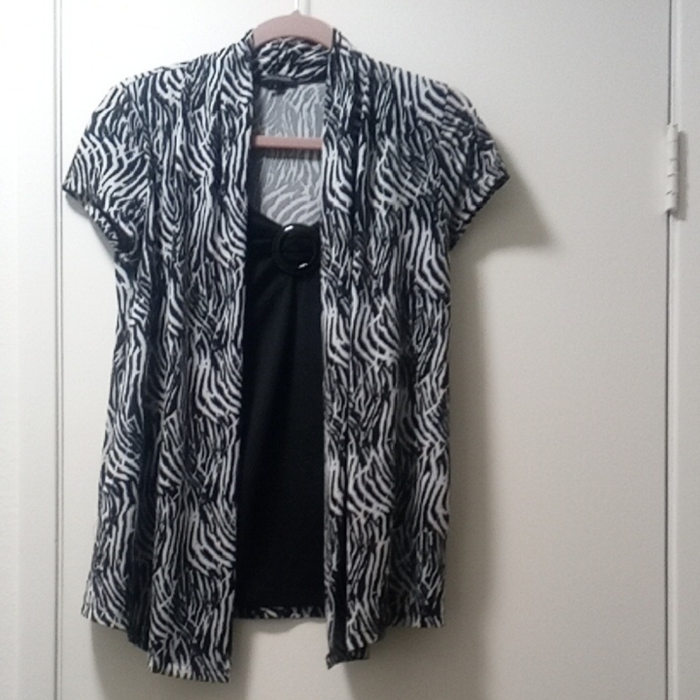Notations Zebra Print Blouse - Black and White